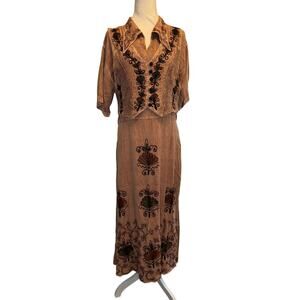 Magic Boho hippie dress FREE SIZE pockets embroidered VINTAGE *flaw